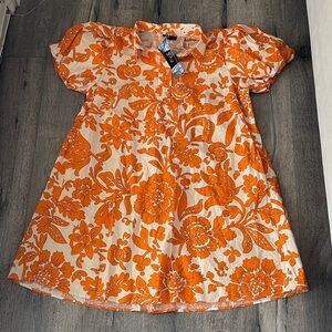 MSK Orange and Cream Floral Tunic